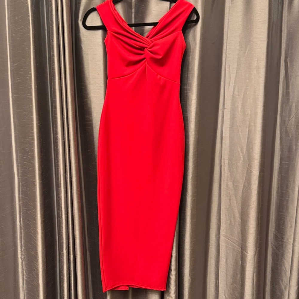 Missguided Bold Red Midi Dress